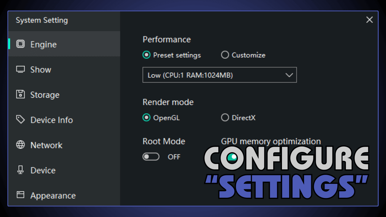Configure Emulator Settings