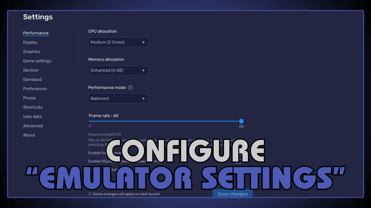 Configure Emulator Settings